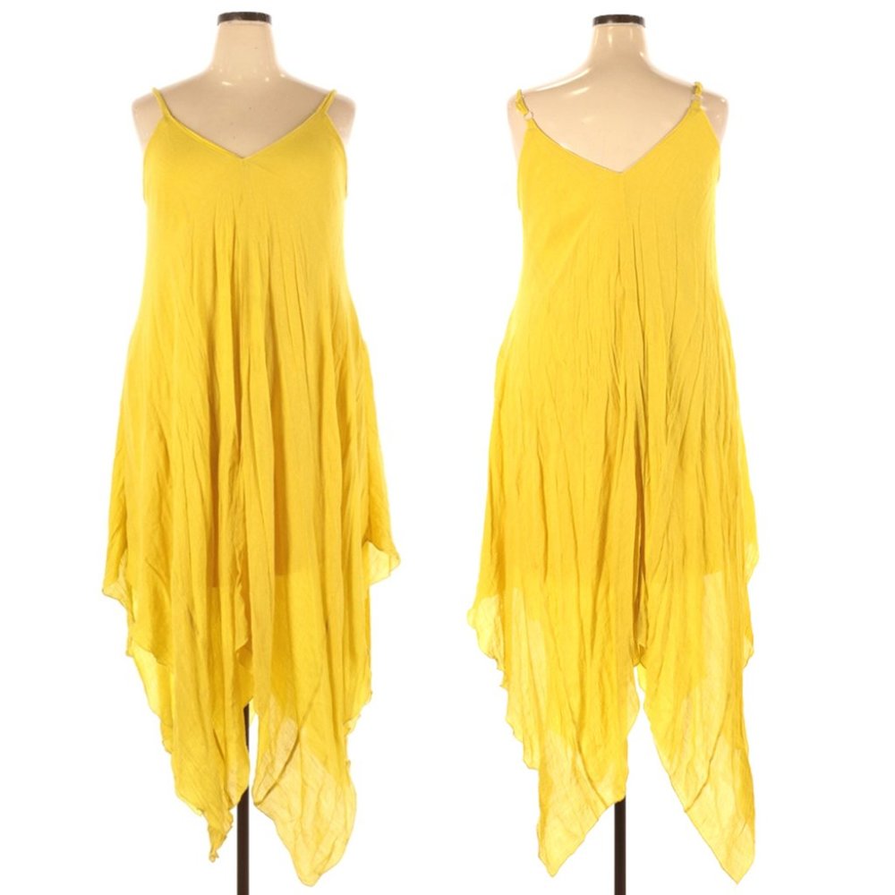 Mll Gabrielle Yellow Handkerchief Hem Dress